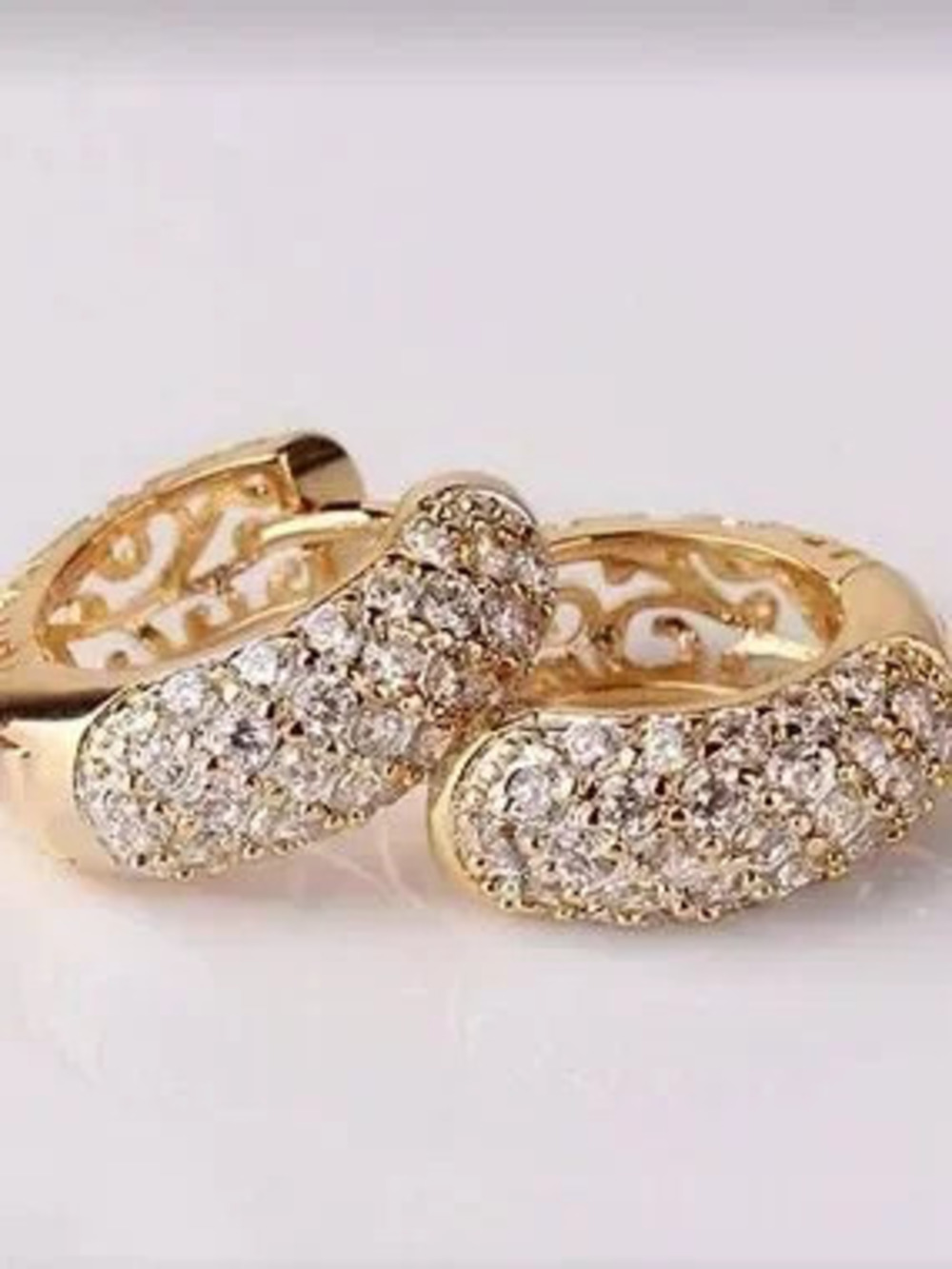 Gold Crystal Pave Huggie Earrings